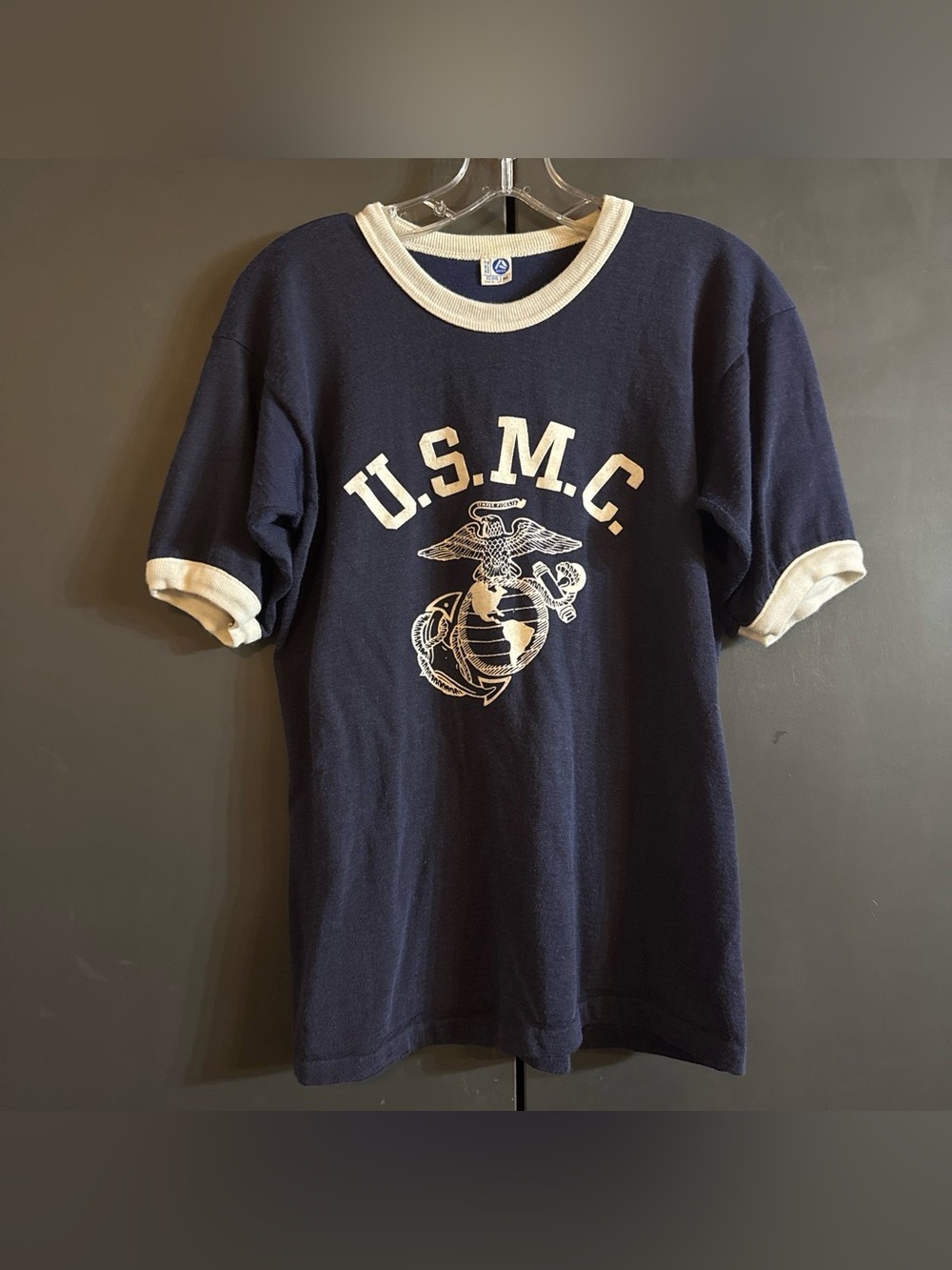 70s USMC Artex Ringer Tee Blue